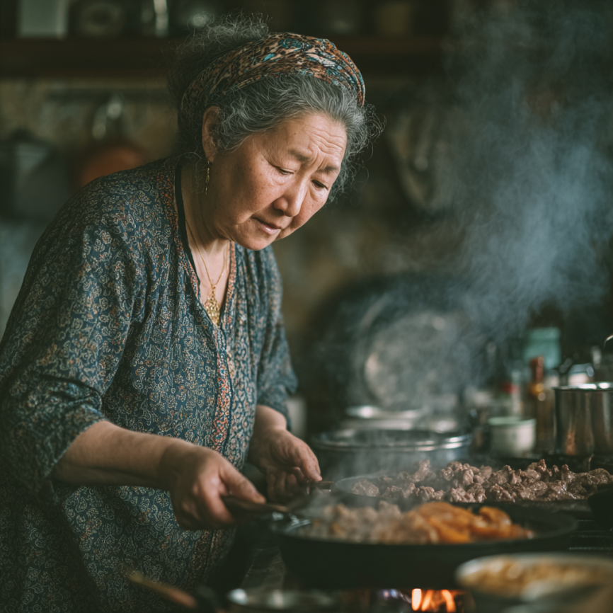 Здоровые пожилые люди за обедом