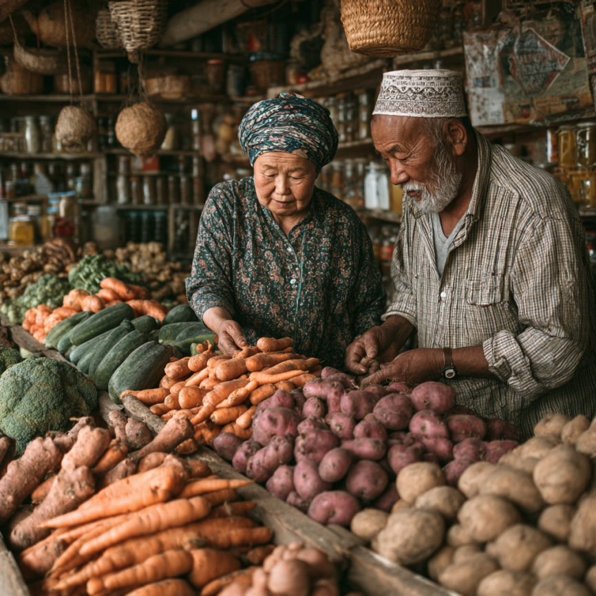 Пожилая пара готовит здоровую еду